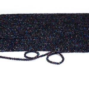 Natural Black Ethiopian Fire Opal 2mm-3mm Micro Faceted Rondelle Beads ~ AAA+ Ethiopian Opal Semi Precious Gemstone Loose Beads ~ 13&quot; Strand