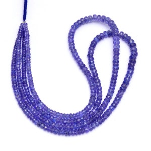 Natural Blue Tanzanite Faceted Rondelles ~ AAA Tanzanite Gemstone 3mm-5.5mm Loose Rondelle Beads ~ Tanzanite Beads For Necklace ~ 16&quot; Strand