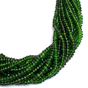 AAA+ Natural Chrome Diopside Gemstone 3mm-5mm Smooth Beads ~ Chrome Diopside Semi Precious Gemstone Loose Rondelle Beads ~ 17inch Strand