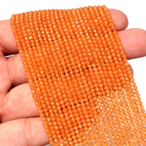 AAA+ Spessartite Fanta Garnet Semi Precious Gemstone 2mm-3mm Faceted Rondelle Beads ~ 13inch Strand ~ Natural Mandarin Garnet Loose Beads