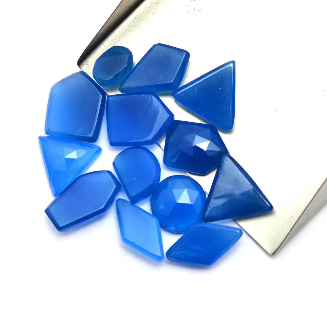Natural Blue Onyx Gemstone 10mm18mm Faceted Free Form Rose Etsy