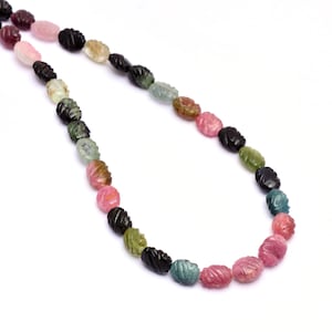Multi Tourmaline Gemstone Carving Beads ~ Natural Tourmaline Top Drilled Carving Beads ~ Hand Carved Watermelon Tourmaline Beads For Jewelry