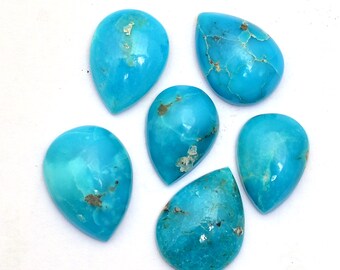 Cabujón de turquesa natural de Arizona de 10 x 14 mm a 12 x 16 mm con base plana en forma de pera ~ Cabujones sueltos de piedras preciosas ~ Lote de piedras preciosas turquesas ~ Cabujón liso de turquesa