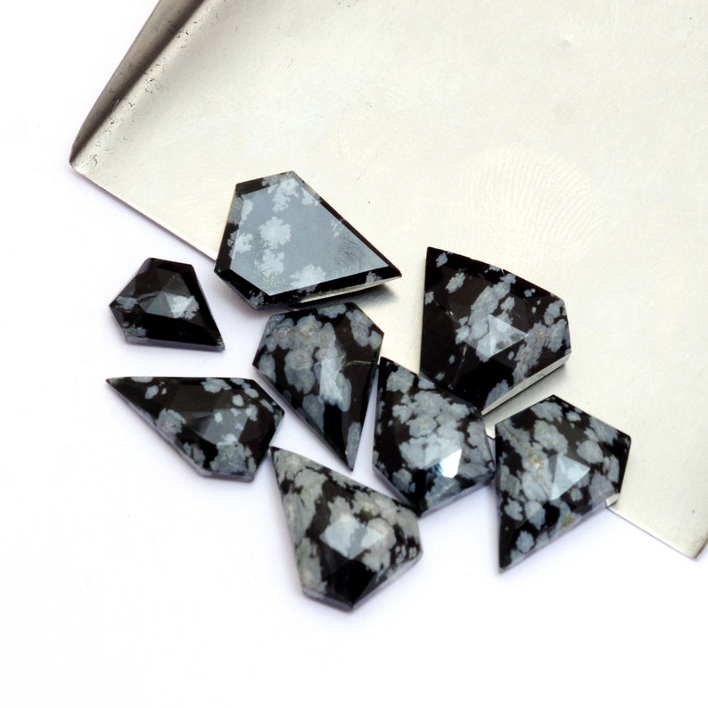 Snowflake Obsidian Pattern Snowflake Obsidian Fancy Shape Rose Cut ~ Natural Snowflake Loose 14mm ...