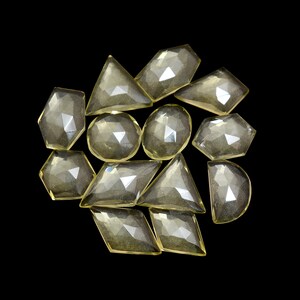 Lemon Quartz 11mm-19mm Faceted Flat Back Cabochon ~ Natural Lemon Gemstone Loose Uneven Rose Cut ~ Lemon Quartz Fancy Cabs Mix Lot