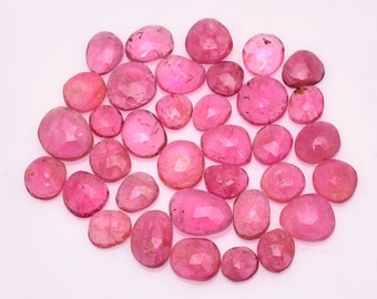 Pink Tourmaline Loose Faceted Rose Cut Lot ~ Natural Tourmaline Gemstone 5mm-9mm Flat Back Cabochon ~ Tourmaline Fancy Cabs for Jewelry