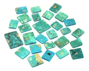 Natural Turquoise Gemstone Smooth Discs ~ Arizona Turquoise Loose Rectangle/Square Disc~2mm Thick ~Turquoise Both Side Flat Disc For Jewelry
