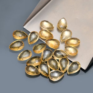 Natural Citrine Gemstone 8x12mm Pear Briolettes ~ AAA+ Yellow Citrine Faceted Loose Pear Shape Beads ~ Citrine Faceted Briolette For Jewelry