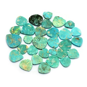 Natural Turquoise Gemstone Smooth Discs ~ Arizona Turquoise Loose Heart Shape Disc ~ 2mm Thick ~ Turquoise Both Side Flat Disc For Jewelry