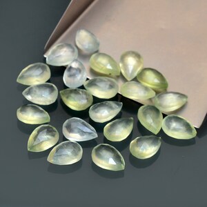 Natural Prehnite Gemstone 8x12mm Pear Briolettes ~ AAA+ Green Prehnite Faceted Loose Pear Beads ~ Prehnite Faceted Briolette For Jewelry