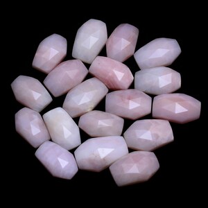 Pink Opal Faceted Coffin Rose Cut Lot ~ Natural Pink Opal Loose 13mm-17mm Coffin Shape Cabs ~ Pink Opal Gemstone Fancy Rose Cut Cabochons