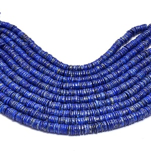 Natural Lapis Lazuli Gemstone 6mm-7mm Smooth Heishi ~ Spacer Beads ~ Blue Lapis Lazuli Gemstone Coin ~ Tyre Rondelle Beads ~ 16inch Strand