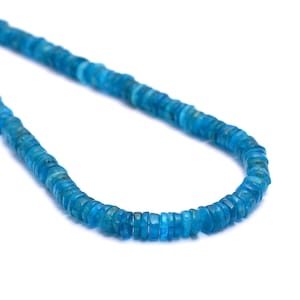 AAA Neon Apatite 5mm Smooth Heishi/Spacer Beads ~ Natural Neon Blue Apatite Semi Precious Gemstone Loose Disc/Tyre Rondelle Beads~16&quot; Strand