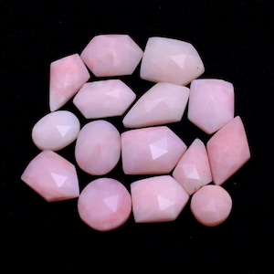 Natural Pink Opal Uneven Shape Rose Cut Mix Lot ~ Pink Opal Gemstone Loose 8mm-16mm Fancy Cabochons ~ Pink Opal Faceted Flat Back Cabs