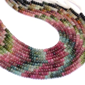 Natural Tourmaline Gemstone Rondelle Beads ~ Multi Tourmaline 4mm-5mm Smooth Beads ~ Watermelon Tourmaline Smooth Rondelle ~ 14&quot; Strand