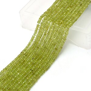 Natural AAA+ Peridot Gemstone 4mm Faceted Rondelle Beads ~ Peridot  Semi Precious Gemstone Loose Rondelle Beads for Jewelry ~ 13inch Strand