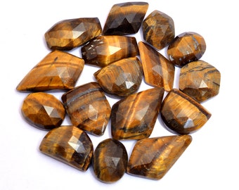 Loose Faceted Tiger Eye Gemstone Cabs ~ Natural Tiger Eye Fancy 11mm-20mm Free Form Rosecut Cabochon ~ Gemstone Faceted Flat Back Cabs