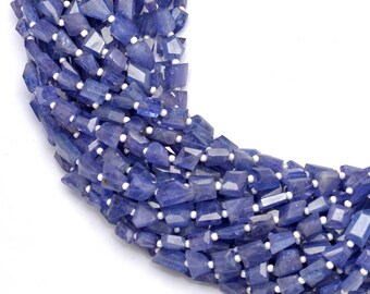 AAA+ Natural Tanzanite Gemstone 8mm-9mm Faceted Step Cut Nuggets ~ Rare Tanzanite Semi Precious Gemstone Fancy Tumbled Beads ~ 14inch Strand