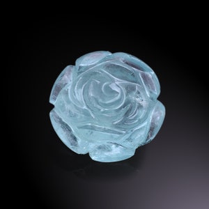 Exclusive! Natural Aquamarine Flower Shape Carved Gemstone ~ Milky Blue Aquamarine Loose Fancy Carving ~ Hand Carved Aquamarine for Jewelry