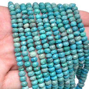 Chrysocolla 5mm-7mm Faceted Rondelle Beads ~ Natural Chrysocolla Semi Precious Gemstone Rondelle Loose Beads for Jewelry Making ~ 16&quot; Strand
