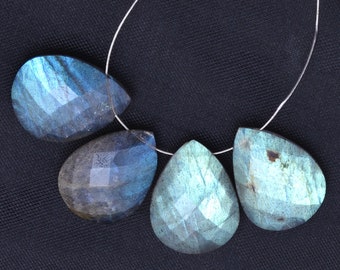 AAA+ Labradorite Multi Fire Gemstone Pear 14x18mm Loose Faceted Briolettes ~ Natural Labradorite Semi Precious Gemstone Beads ~ 4 Beads Lot