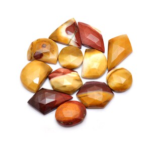 Natural Mookaite Jasper 11mm-20mm Free Form Rosecut ~ Mookaite Gemstone Faceted Flat Back Cabochon ~ Loose Gemstone Fancy Shape Cabs Mix Lot