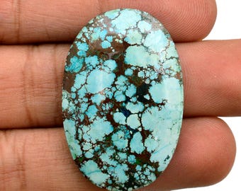 Piedra preciosa semipreciosa turquesa suelta con parte trasera plana ~ Turquesa natural, cabujón ovalado liso de 26 x 38 mm ~ Cabujón de piedra preciosa turquesa suelta