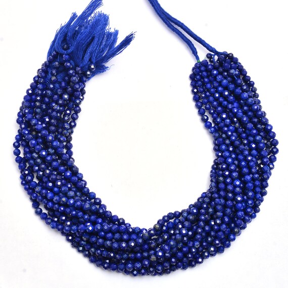 AAA+ Lapis Lazuli 5mm Round Faceted Beads, Natural Blue Lapis