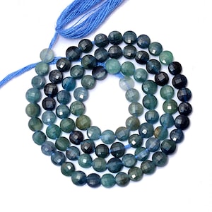 Natural Paraiba Blue Tourmaline 4mm Faceted Coin Briolette Beads ~ AAA+ Indicolite Tourmaline Semiprecious Gemstone Fancy Beads ~ 13&quot; Strand