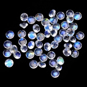 Natural AAA+ Blue Fire White Rainbow Moonstone 2mm, 2.5mm, 3mm, 3.5mm Round Cut Stone ~ Moonstone Semi Precious Gemstone Faceted Loose Stone