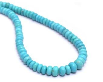Natural Turquoise Gemstone 4.5mm-7mm Plain Beads ~ Arizona Turquoise Smooth Rondelle Beads ~ Blue Turquoise Loose Rondelle Beads For Jewelry