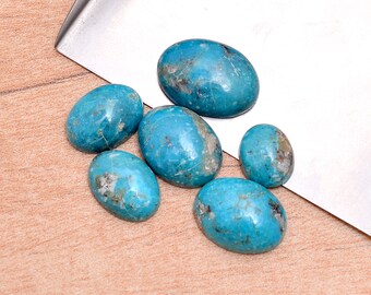 Natural Turquoise Semi Precious Gemstone 9x11mm-13x18mm Smooth Oval Loose Cabochons ~ Arizona Turquoise Gemstone Loose Flat Back Cabochons