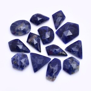 Natural Sodalite Fancy 12mm-15mm Free Form Rose cut Set ~ Loose Faceted Sodalite Gemstone For Jewelry ~ Gemstone Faceted Flat Back Cabochons