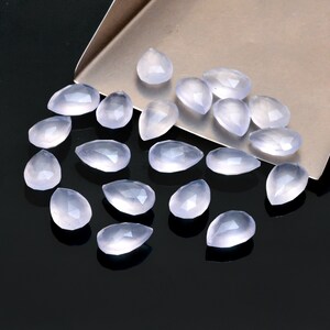 Natural Chalcedony Gemstone 8x12mm Pear Briolette ~ AAA+ Blue Chalcedony Faceted Loose Pear Beads ~ Chalcedony Faceted Briolette For Jewelry