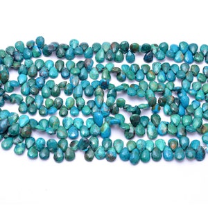 Natural Chrysocolla Gemstone 8x11mm Faceted Pear Briolette Beads ~ AAA+ Chrysocolla Semi Precious Gemstone Loose Beads ~ 8inch Strand