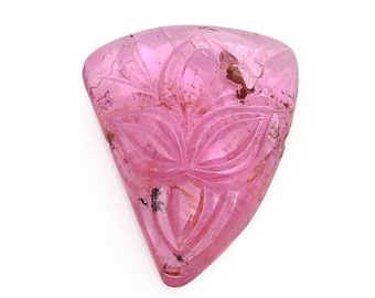 Natural Pink Tourmaline Loose Carved Stone ~ Tourmaline Fancy Shape Carving ~ Hand Carved Gemstone For Jewelry Supplies ~ Single Piece