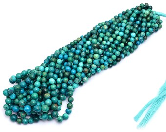 Natural Chrysocolla 6mm-8mm Smooth Beads ~ Chrysocolla Gemstone Plain Round Beads ~ Chrysocolla Loose Round Beads For Jewelry ~ 16" Strand
