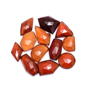 Natural Hessonite Garnet 8x11mm-10x17mm Faceted Fancy Rose Cut ~ Hessonite Semi Precious Gemstone Loose Free Form Flat Back Cabochon Mix Lot