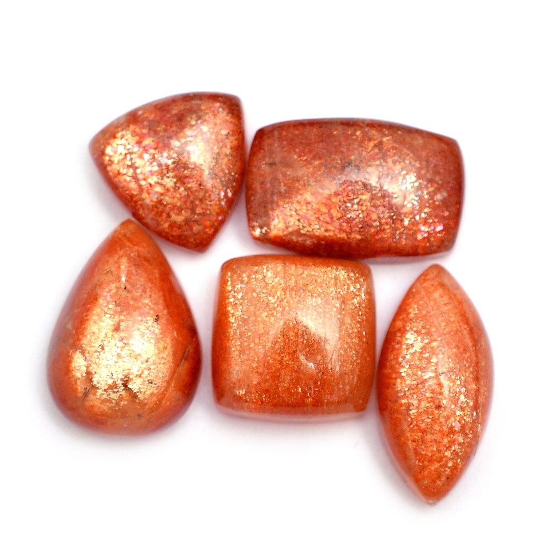 Fire Sunstone Natural Fire Sunstone Gemstone 14mm-21mm Smooth Cabochon Mix Lot ~ 66 ...