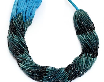 Natural Paraiba Blue Tourmaline Micro Faceted Beads Indicolite Gemstone for Jewelry 13" Strand