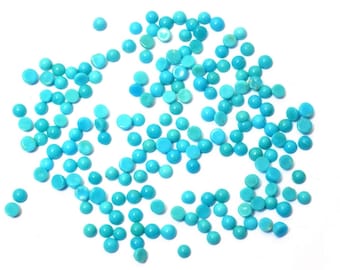 AAA+ Naturlig Turkos Ädelsten 2 mm Slät Rund Cabochon Parti ~ Äkta Arizona Turkos Halvädelsten Lösa Platta Baksida Cabochoner