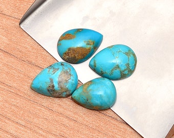 Piedra preciosa turquesa de Arizona, cabujón de pera liso de 11 x 15 mm a 12 x 16 mm, piedra preciosa turquesa americana natural, lote de cabujones de turquesa con parte trasera plana.