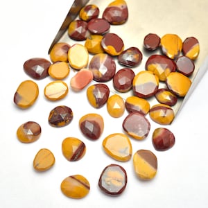Jaspe Mookaíta Natural, Fatias de Rosas de Forma Livre ~ Pedras Preciosas Mookaíta 8 mm-14 mm, Cabochões de Fundo Plano ~ Lote Misto de Cabochões Facetados Soltos de Mookaíta