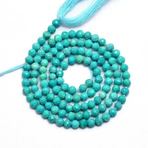 Natural Turquoise Faceted Beads ~ Gemstone 3mm Rondelle Beads ~ Genuine Arizona Turquoise Semi Precious Gemstone Loose Beads ~ 13" Strand