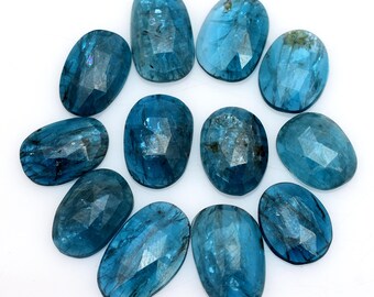 AAA Indigo Kyanite Suelto Fantasía 12 mm-19 mm Forma Irregular Rosa Corte Lote ~ Piedra preciosa de cianita azul natural Facetado Cabujones de espalda plana Lote