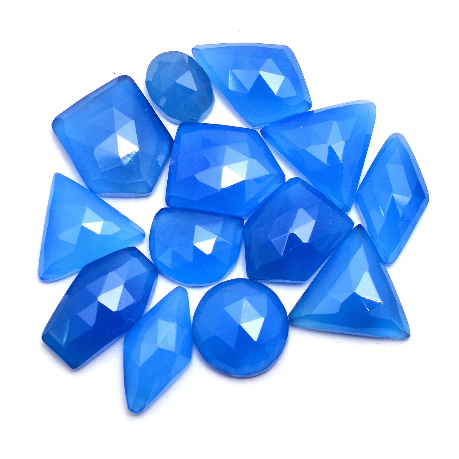 Natural Blue Onyx Gemstone 10mm18mm Faceted Free Form Rose Etsy