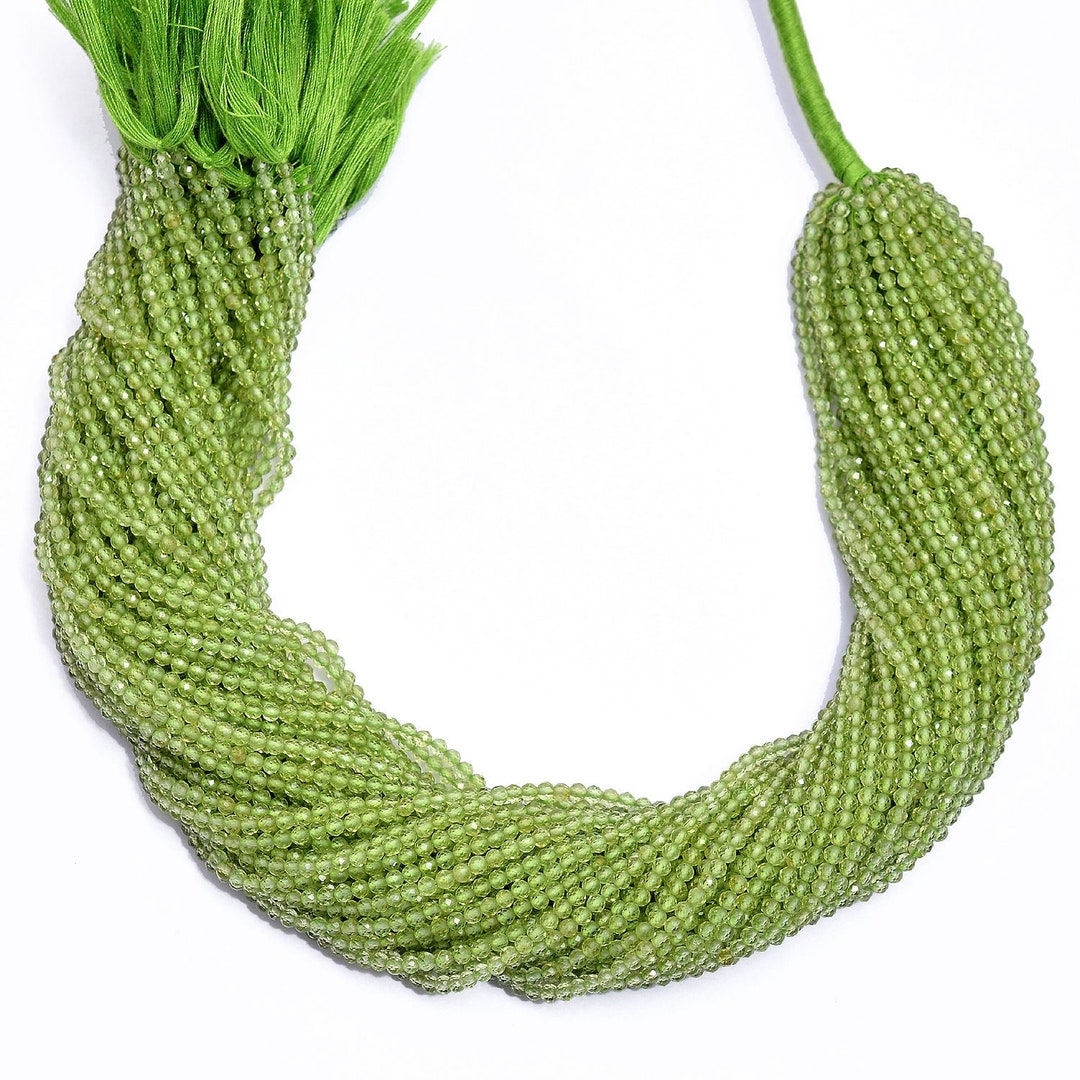 AAA Péridot Gemstone 2mm-3mm Perles En Vrac à Facettes Brin