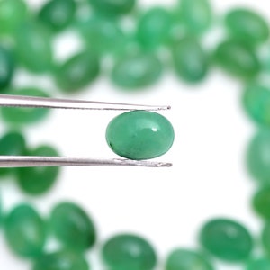 AAA Green Emerald 7x5mm Smooth Oval Cabochons ~ Natural Emerald Gemstone Plain Oval Cabs ~ Emerald Loose Smooth Oval Cabs For Jewelry