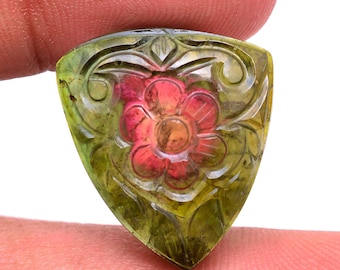 Natural Tourmaline Gemstone Carving ~ AAA Bio Tourmaline Fancy Shape Carving ~ Hand Carved Tourmaline  for Jewelry ~ Loose Carved Stone