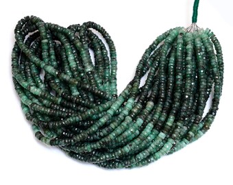 AAA+ Multi Green Emerald 5mm-6mm Faceted Heishi ~ Spacer Beads - Natural Emerald Precious Gemstone Loose Tyre Rondelle Beads ~ 16" Strand